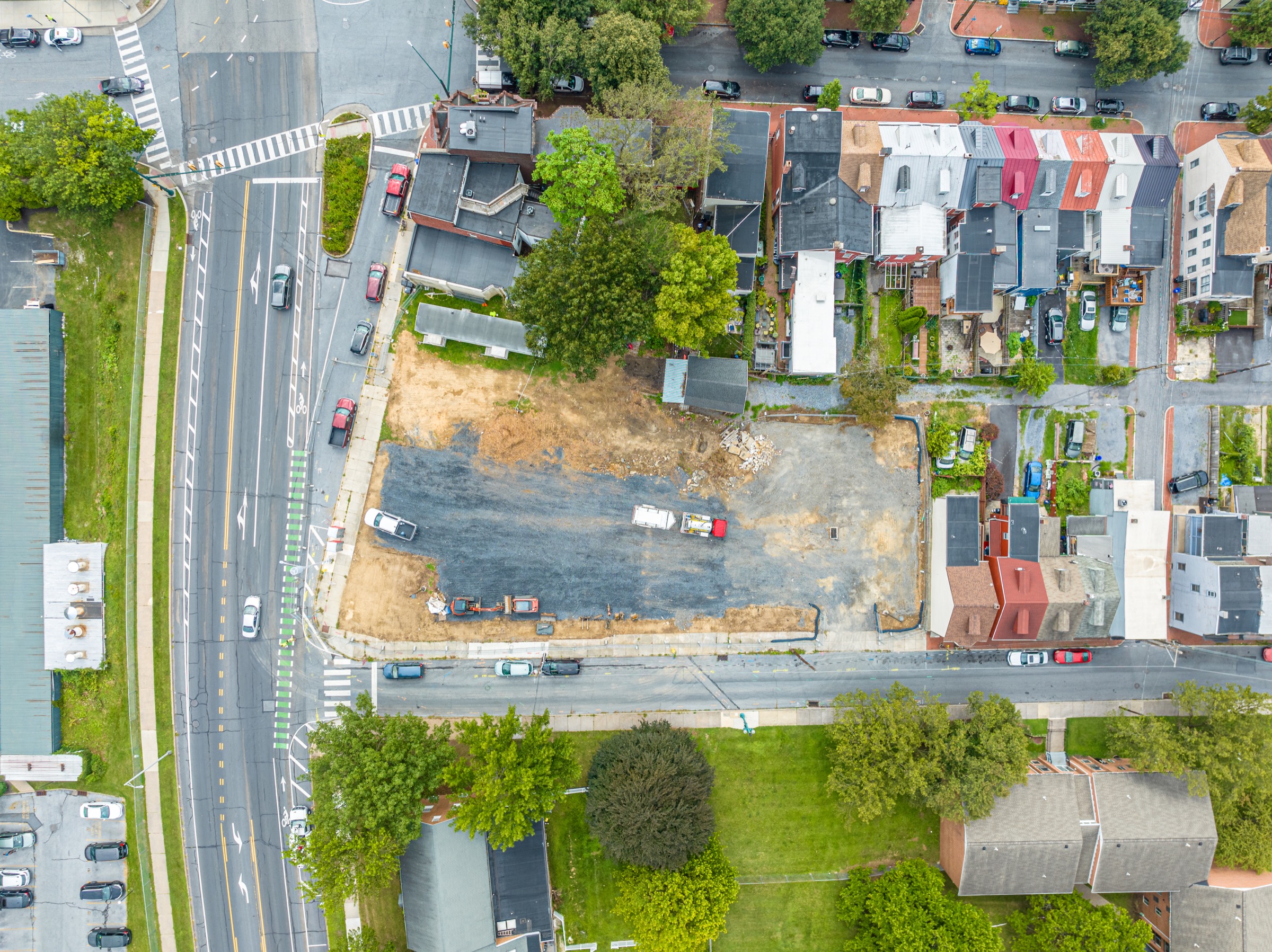 Top-down aerial of the prepared Bethel Village site